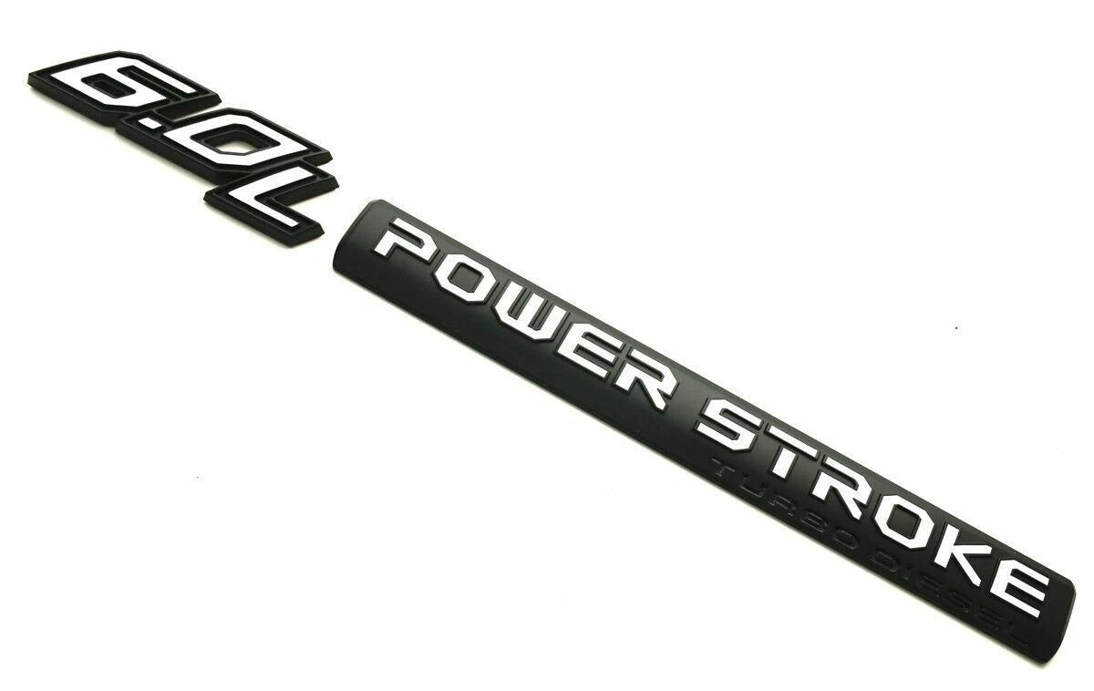 4Pc Black White Door 6.0L Turbo Diesel Emblem FIT F-Trucks Powerstroke Kit