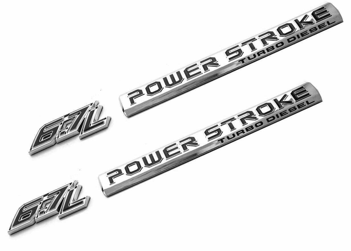 4Pc Chrome Black Door 6.7L Turbo Diesel Emblem FIT F-Trucks Powerstroke Kit