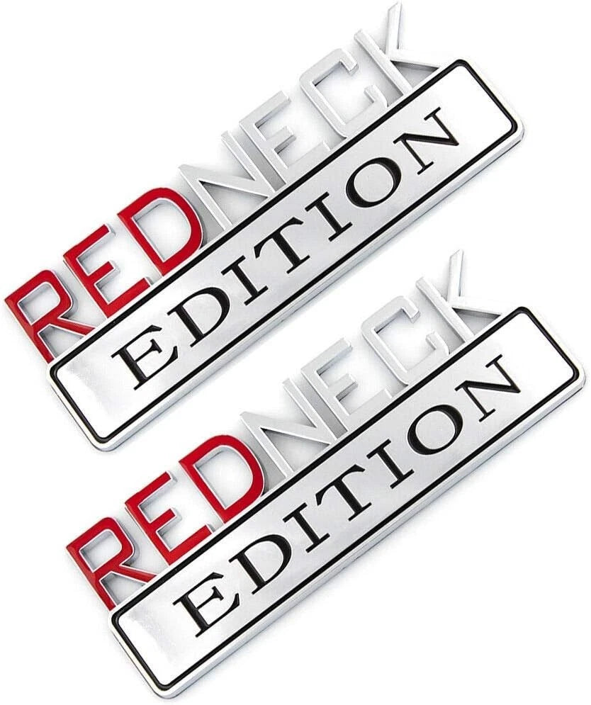 2pcs REDNECK EDITION CAR EMBLEM Chrome Badge 3D Sticker Decal (Silver/Red/black)