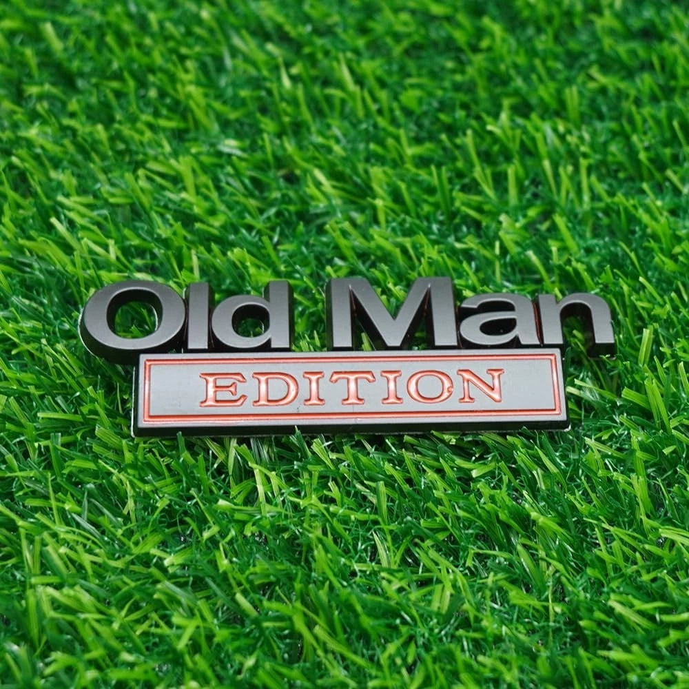 2pc Old Man Edition 3D Metal Emblem Fender Rear Tailgate Bumper (Black Red)