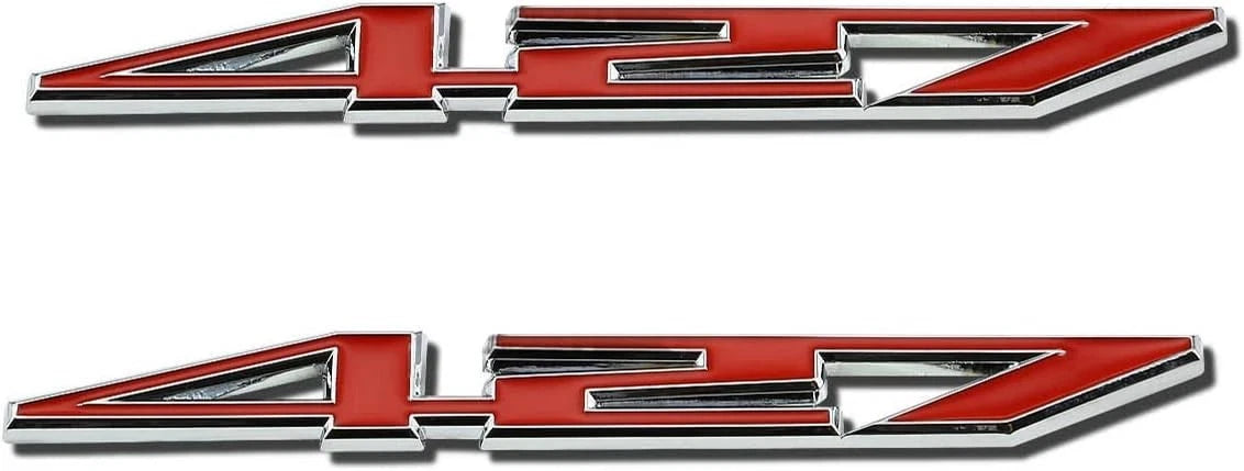 2X 427 Aluminum Emblem Badge Decal Red & Silver for Z06-C6 427 CI (Silver Red)