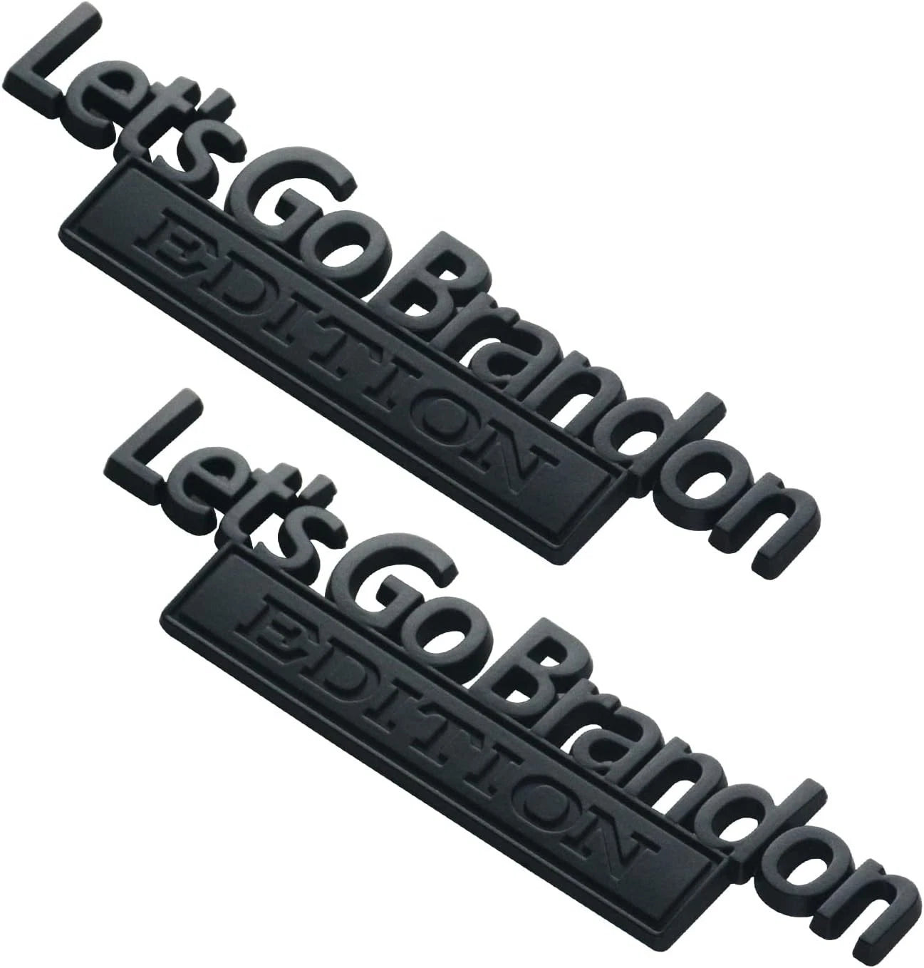 2PCS Let's Go Brandon Edition Emblem 3D Letters Badge Truck Adhesive Matte Black