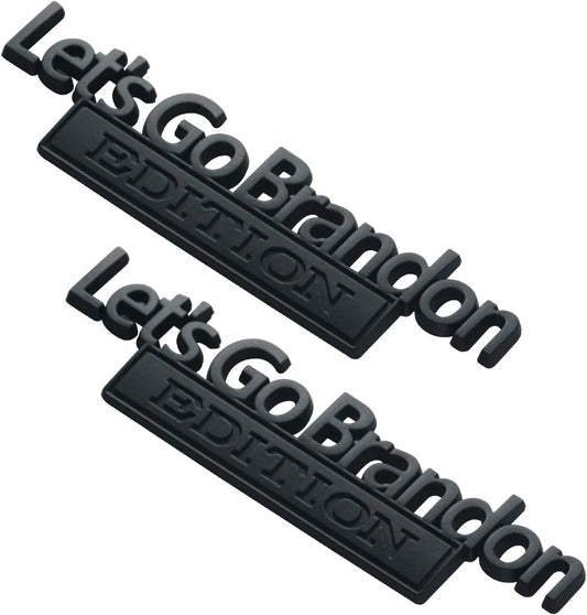 2PCS Let's Go Brandon Edition Emblem 3D Letters Badge Truck Adhesive Matte Black