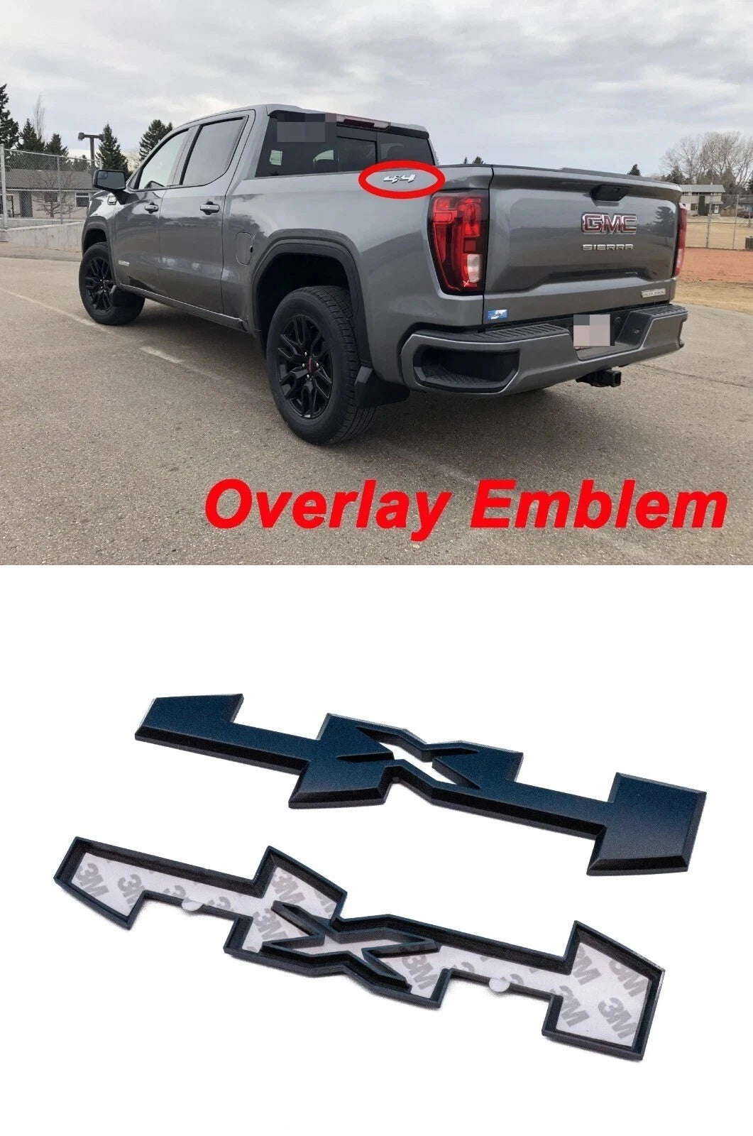 2PC 4X4 Overlay Emblems Fit for 19-24 Sierra 1500 2500HD 3500HD Matte Black