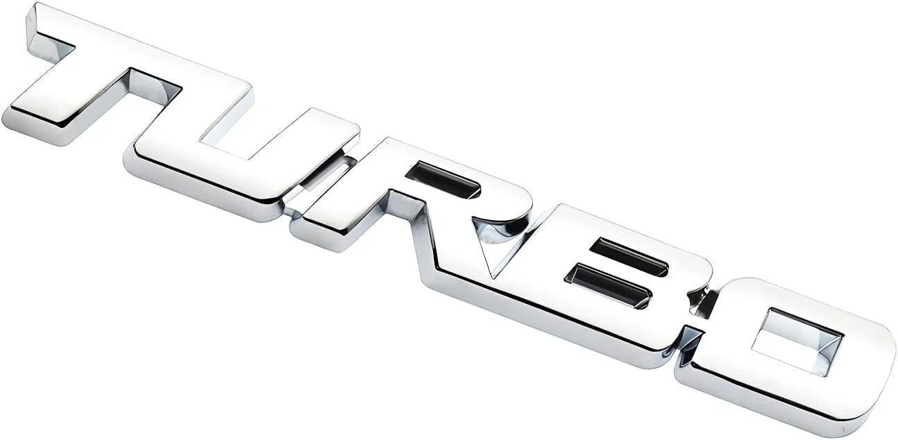 2Pcs Metal Turbo Front Hood Side Body 3D Emblem Badge for Universal Cars Silver