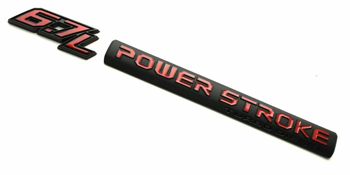 4Pc Black Red Door 6.7L Turbo Diesel Emblem FIT F-Trucks Powerstroke Kit