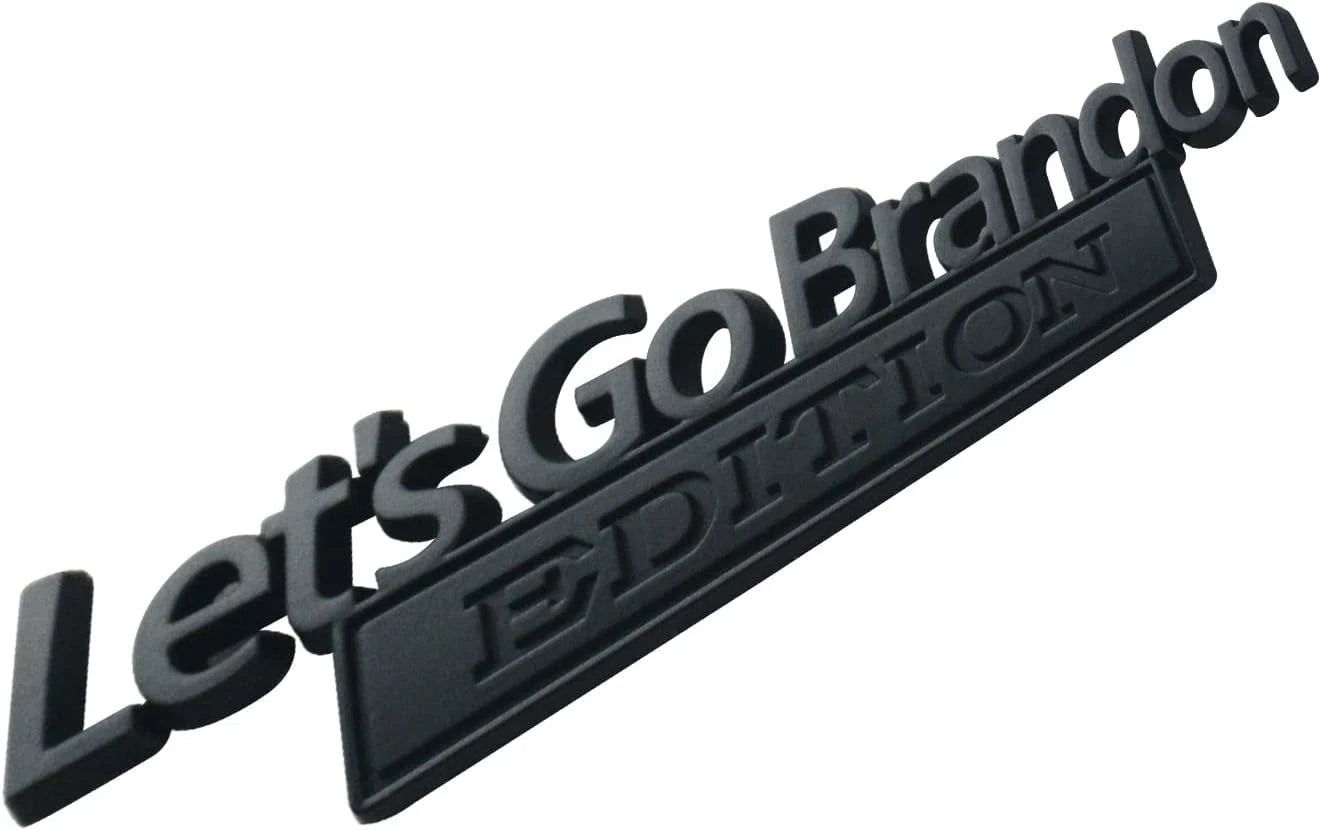 2PCS Let's Go Brandon Edition Emblem 3D Letters Badge Truck Adhesive Matte Black