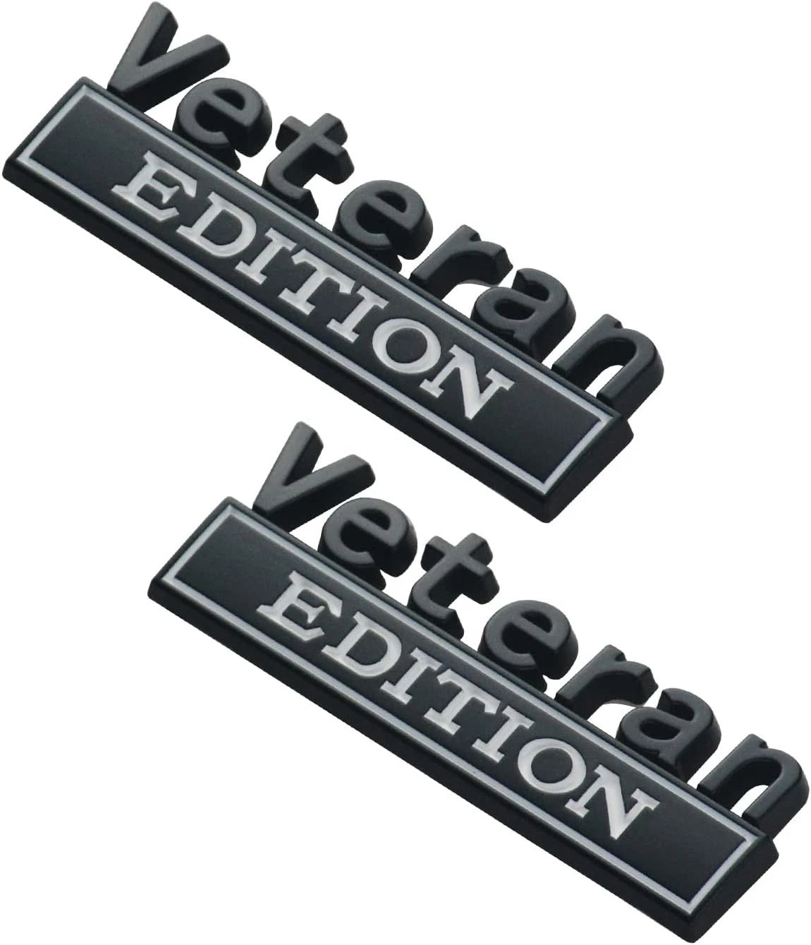2PCS Veteran Edition Car Emblem 3D Letters Badge Truck Adhesive White Black