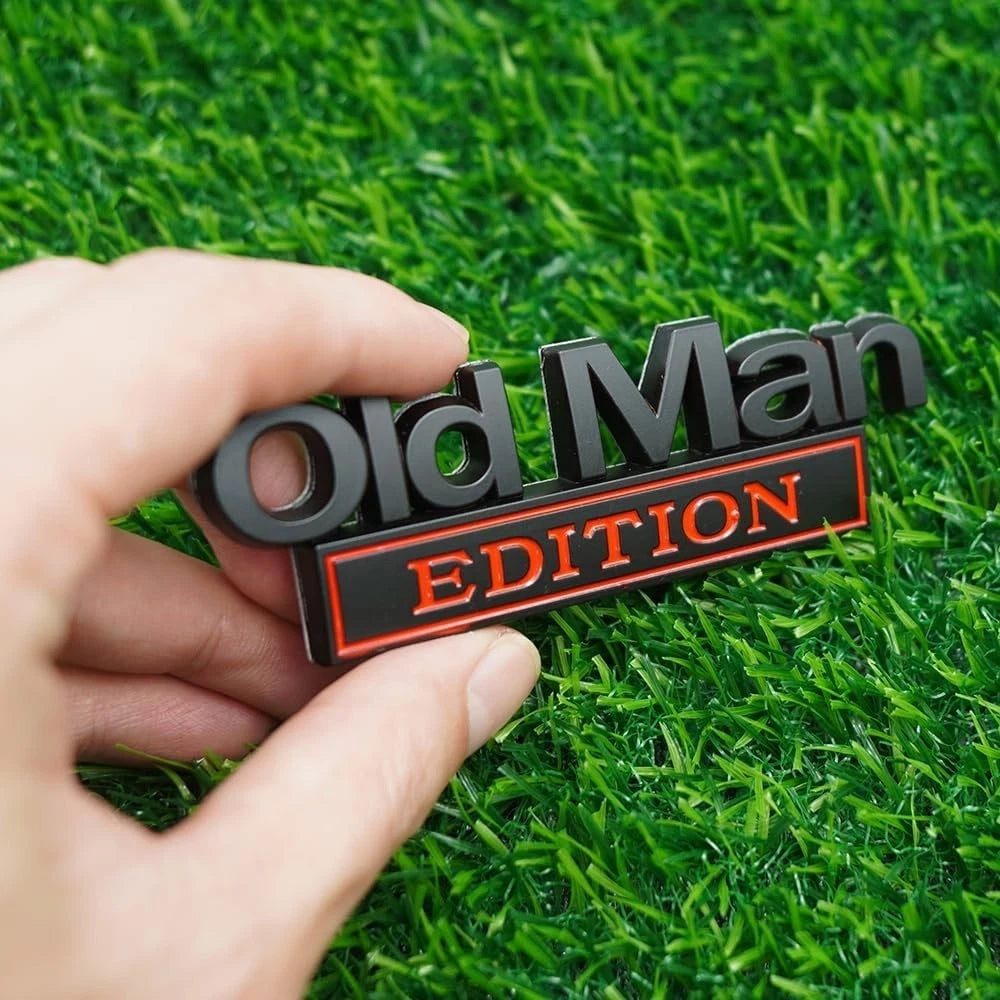 2pc Old Man Edition 3D Metal Emblem Fender Rear Tailgate Bumper (Black Red)
