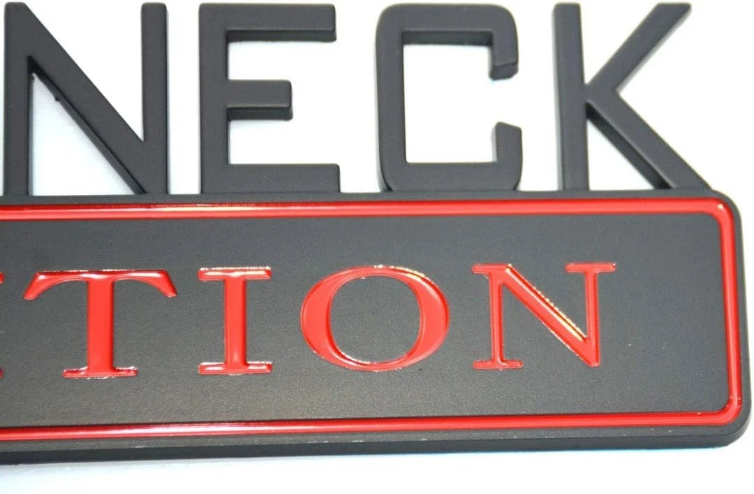 2pcs REDNECK EDITION CAR EMBLEM Chrome Badge 3D Sticker Decal (Red/black)