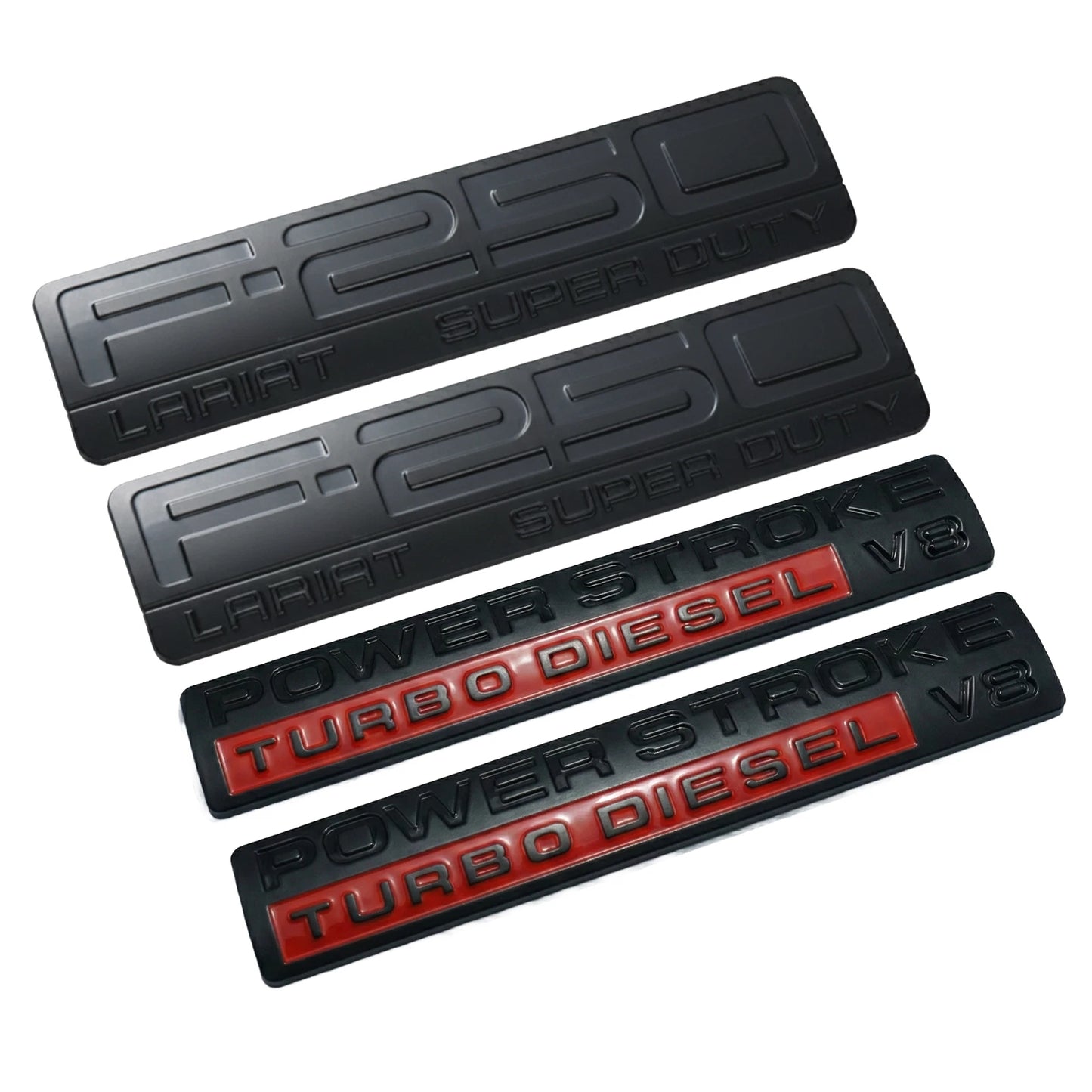 Fit for F250 Lariat 2005-2007 Super-Duty Emblems 3D V8 Badges Black 4Pc Kit