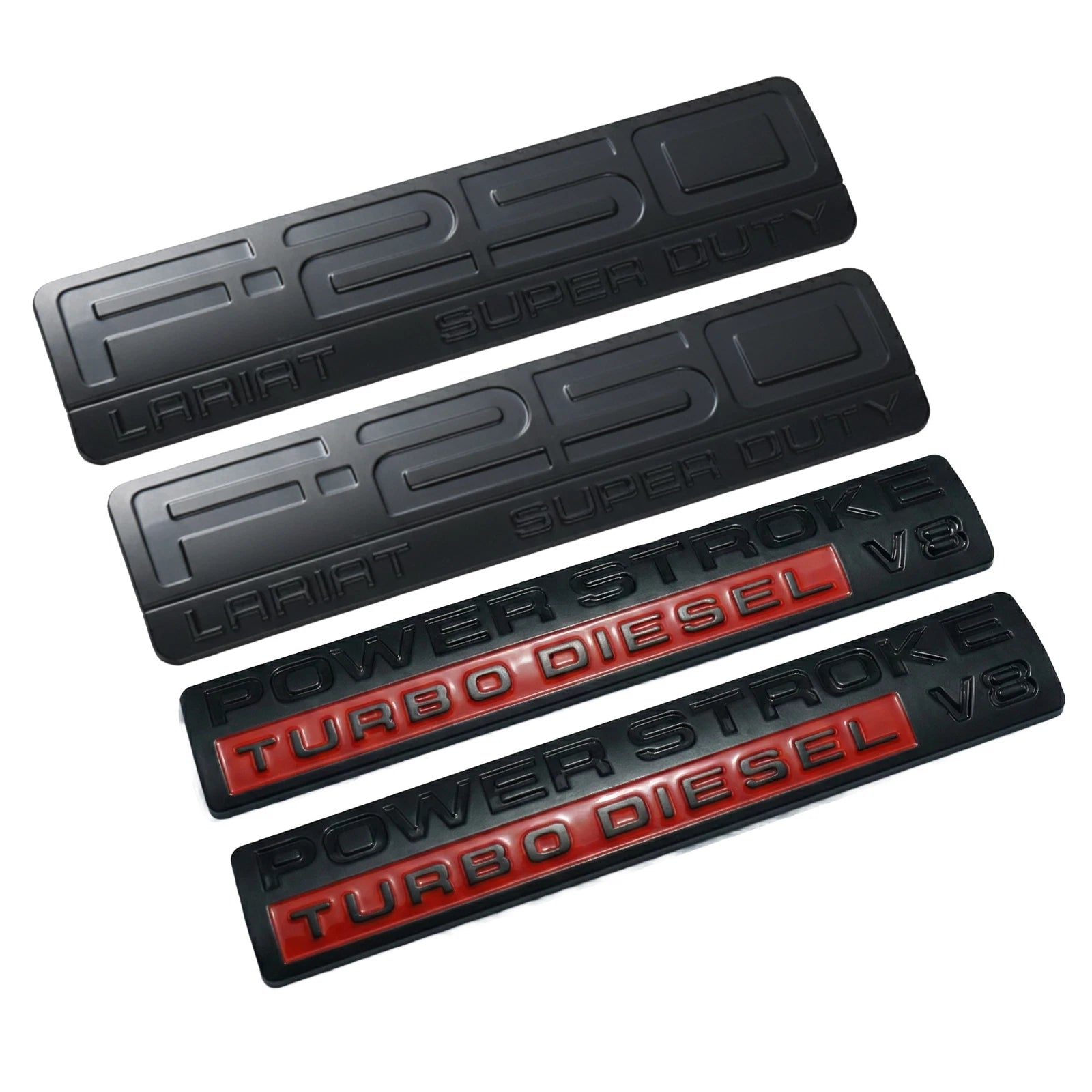 Fit for F250 Lariat 2005-2007 Super-Duty Emblems 3D V8 Badges Black 4Pc Kit