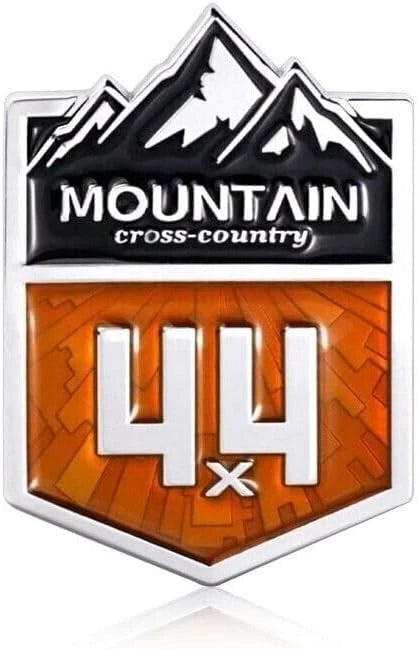 1Pc 4x4 Mountain Cross Country Emblem for Off-Road Vehicle (Silver Yellow)
