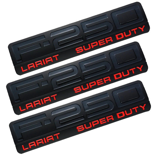 Fit for F250 Lariat 2005-2007 Super-Duty Emblems 3D Badges Black Red 3Pc
