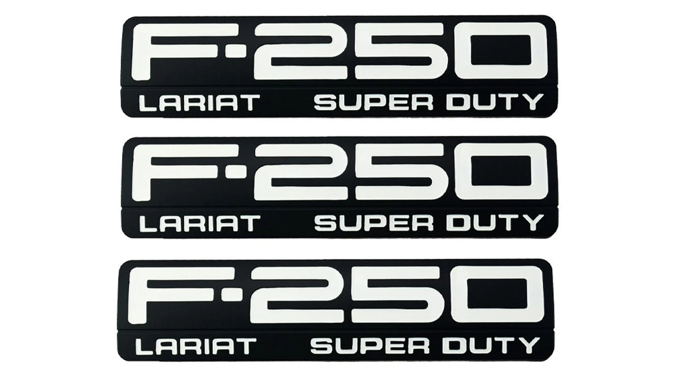 Fit for F250 Lariat 2005-2007 Super Duty Emblem 3D Badge WHITE BLACK 3pc