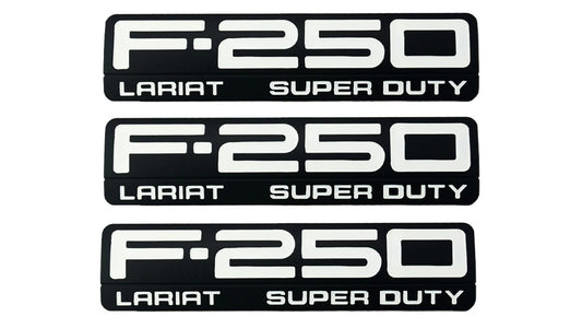 Fit for F250 Lariat 2005-2007 Super Duty Emblem 3D Badge WHITE BLACK 3pc