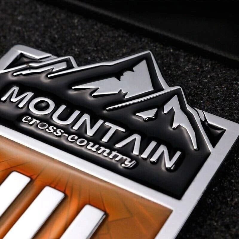 1Pc 4x4 Mountain Cross Country Emblem for Off-Road Vehicle (Silver Yellow)