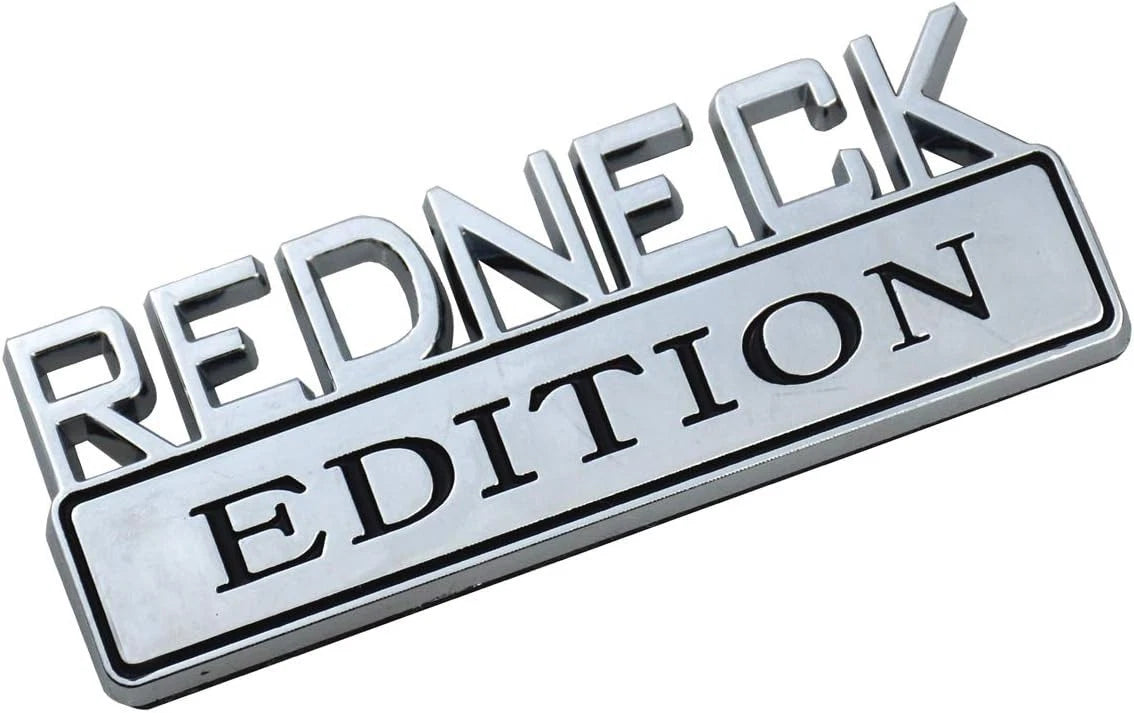 2 PACK REDNECK EDITION EXTERIOR EMBLEM CAR TRUCK BOAT DECAL (Chrome/Black)