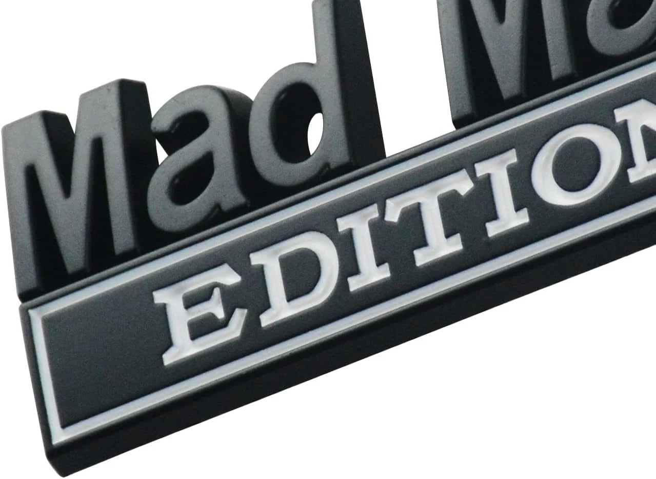 2PCS Mad Max Edition Car Decal Emblem Letters Badge Truck Adhesive Black White
