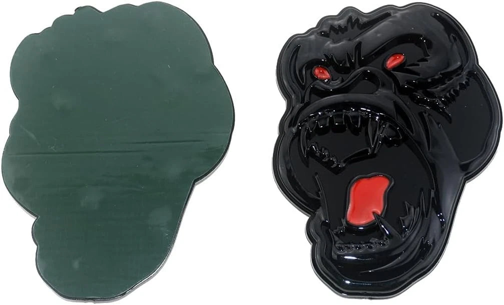2 Pcs Metal ngry Gorilla Ape Angry Side Rear Emblems 3D Badge Car (Black Red)