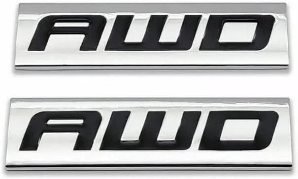 2pcs Metal AWD Emblem All Wheel Drive Badge Car Trunk Lid Sport (Silver Black)