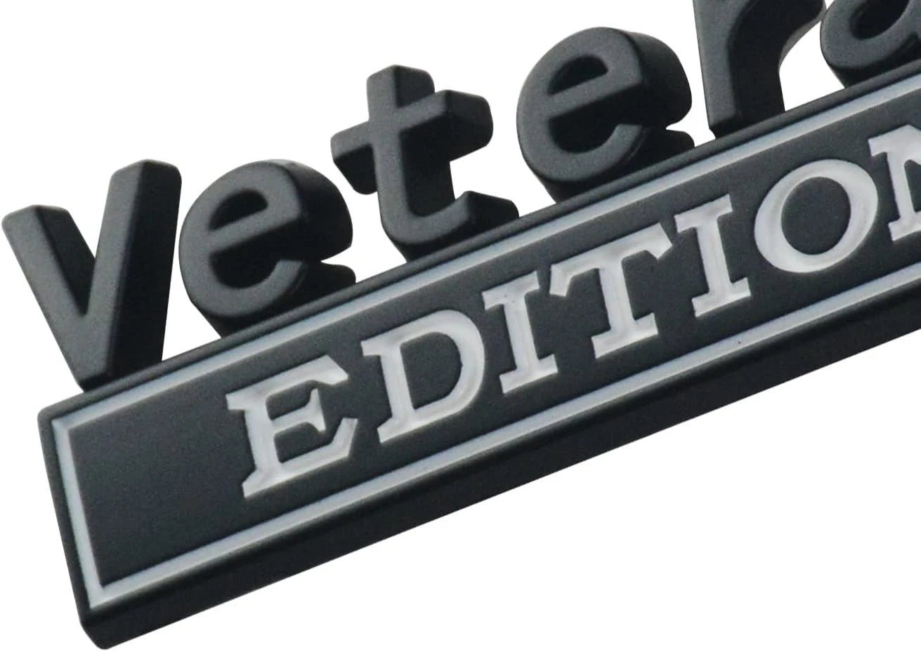 2PCS Veteran Edition Car Emblem 3D Letters Badge Truck Adhesive White Black