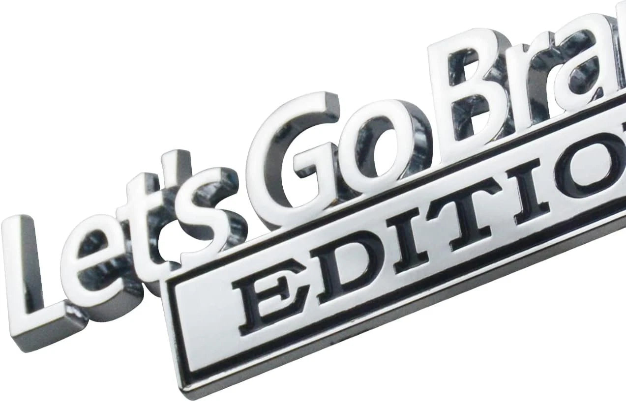 2PCS Let's Go Brandon Edition Emblem Letters Badge Truck Adhesive Chrome BlacK