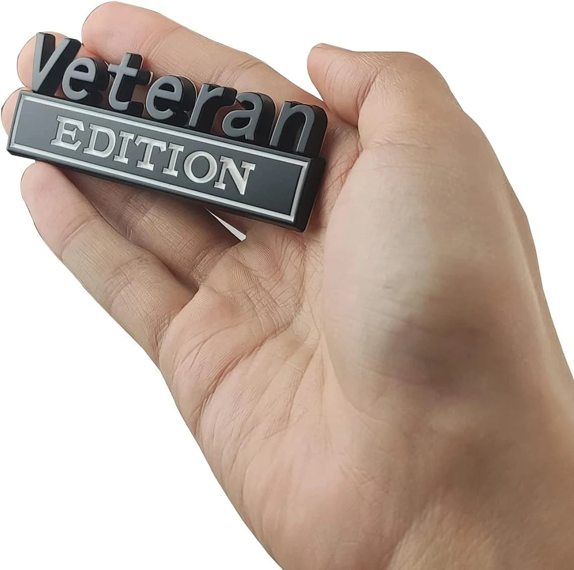 2PCS Veteran Edition Car Emblem 3D Letters Badge Truck Adhesive White Black
