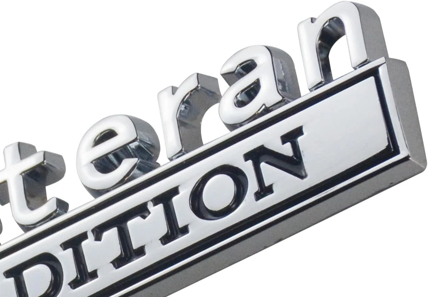 2PCS Veteran Edition Car Emblem 3D Letters Badge Truck Adhesive Silver Black