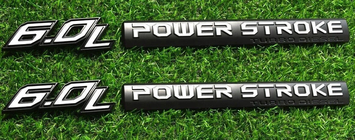4Pc Black White Door 6.0L Turbo Diesel Emblem FIT F-Trucks Powerstroke Kit