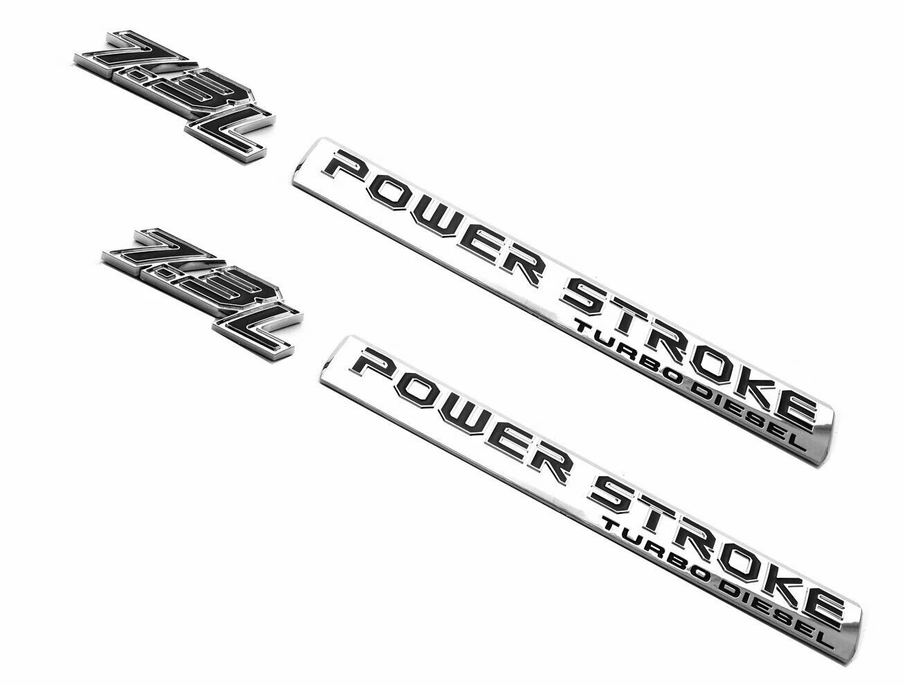 4Pc Chrome Black Door 7.3L Turbo Diesel Emblem FIT F-Trucks Powerstroke Kit