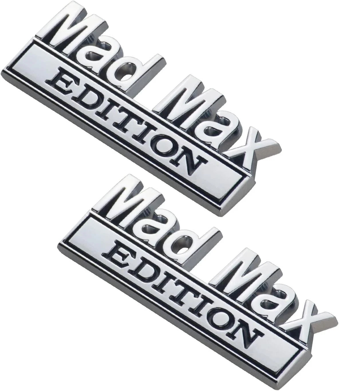 2PCS Mad Max Edition Car Decal Emblem Letters Badge Truck Adhesive Black Silver