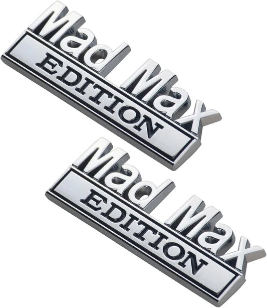 2PCS Mad Max Edition Car Decal Emblem Letters Badge Truck Adhesive Black Silver