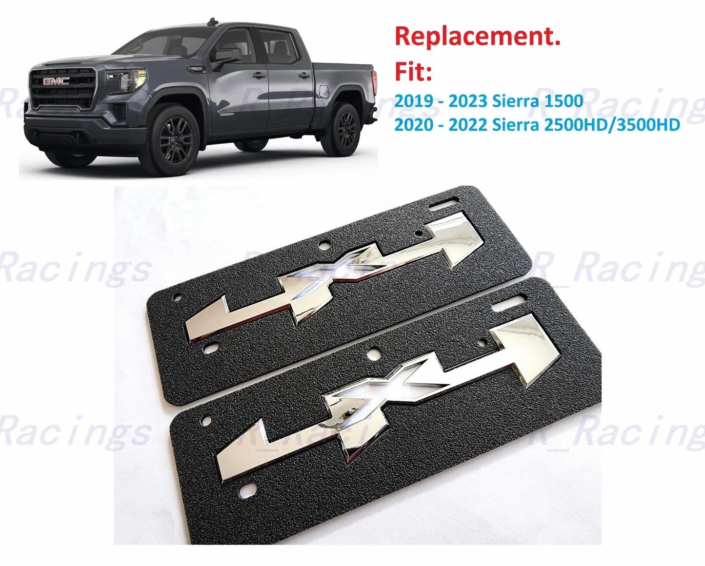 2PC 4X4 Emblems Fit for 2019-2024 Sierra 1500 2500HD 3500HD Chrome