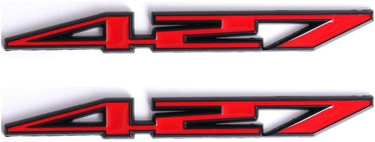 2X 427 Aluminum Emblem Badge Decal Red & Silver for Z06-C6 427 CI (Red)