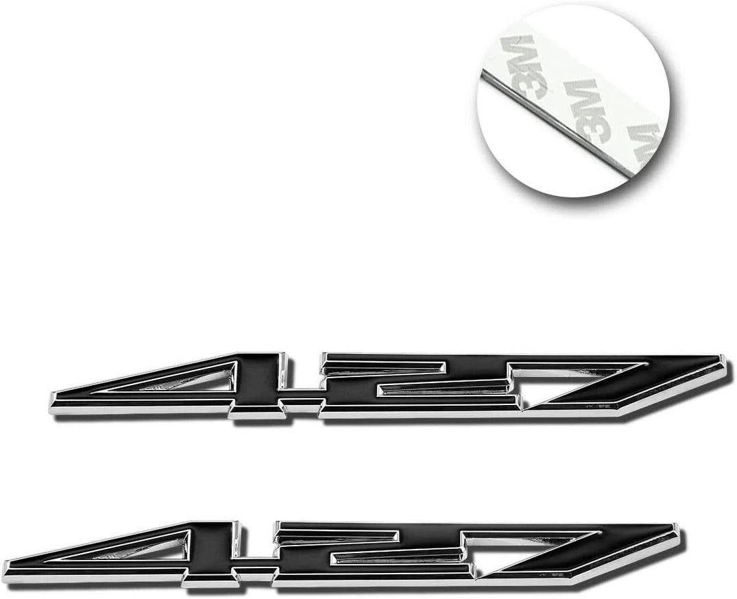 2X 427 Aluminum Emblem Badge Decal Red & Silver for Z06-C6 427 CI (Black)