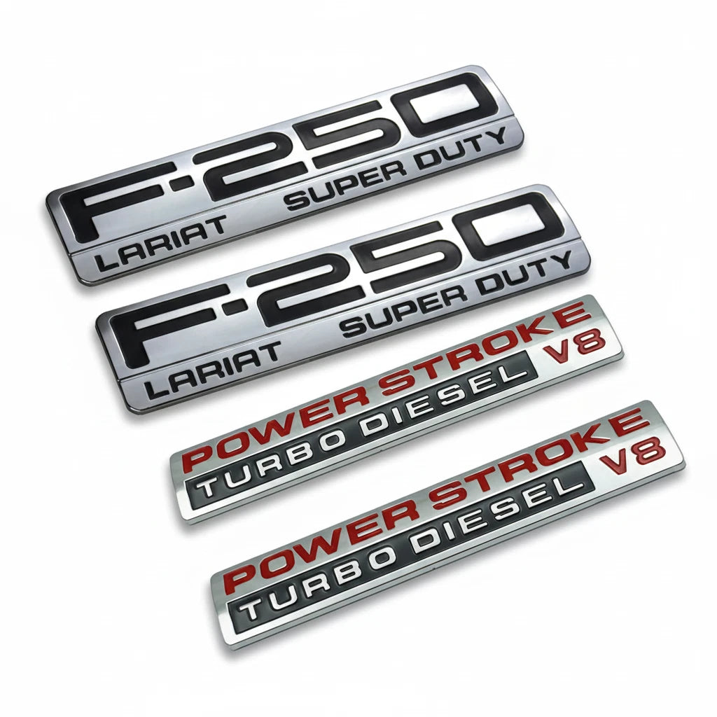 Fit for F250 Lariat 2005-2007 Super-Duty Emblems 3D V8 Badges Chrome 4Pc Kit