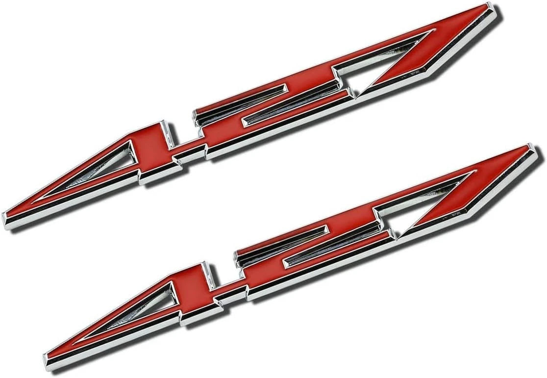2X 427 Aluminum Emblem Badge Decal Red & Silver for Z06-C6 427 CI (Silver Red)
