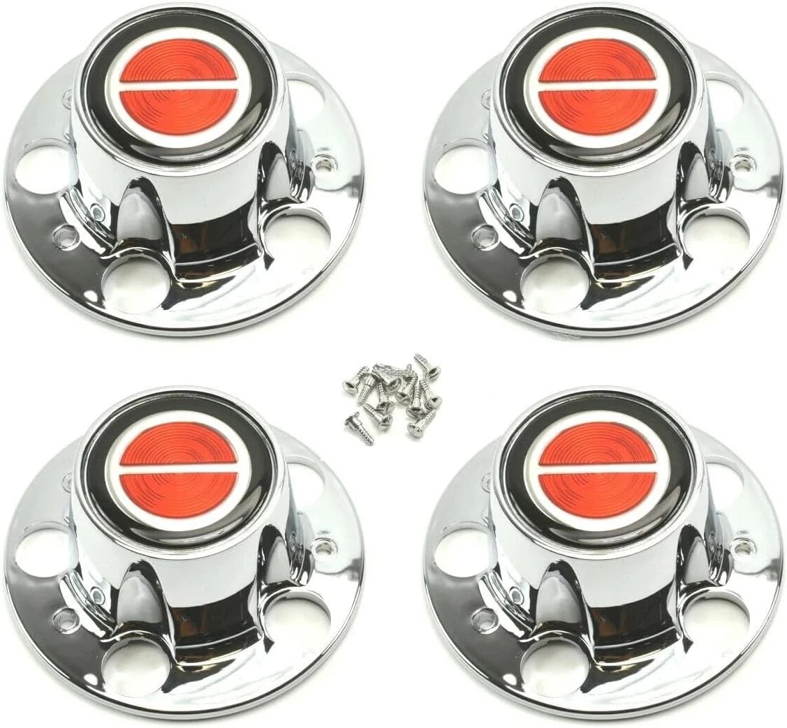 Set of 4 Wheel Hub Center Caps Set for 1984-1997 Ranger Explorer (Silver Red)