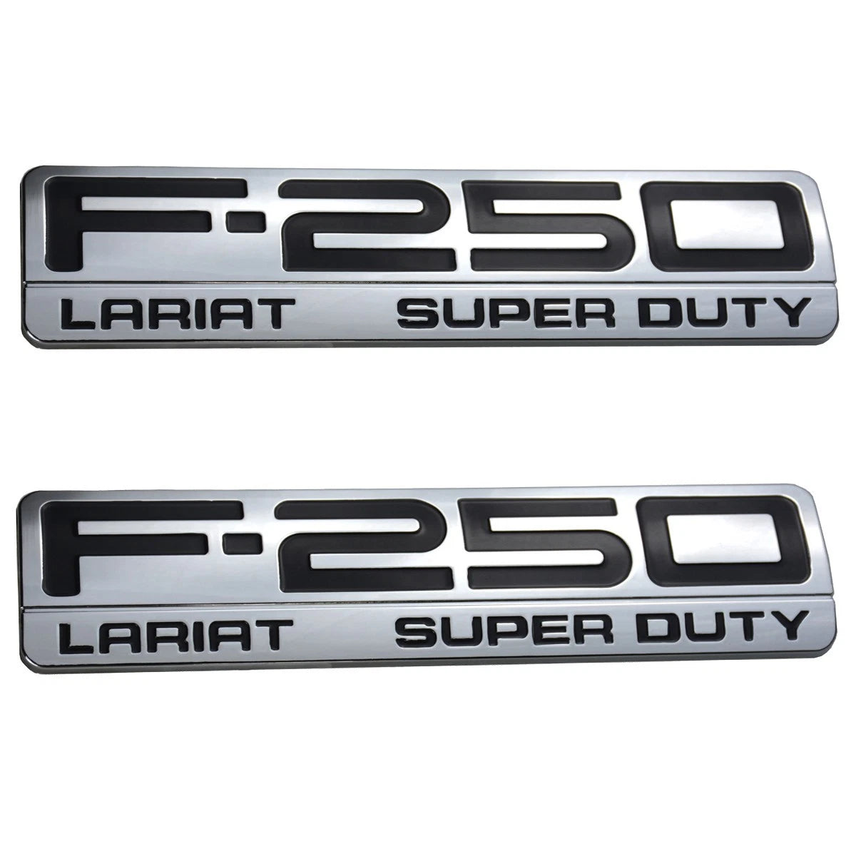 Fit for F250 Lariat 2005-2007 Super Duty Emblem 3D Badge CHROME BLACK 2pc