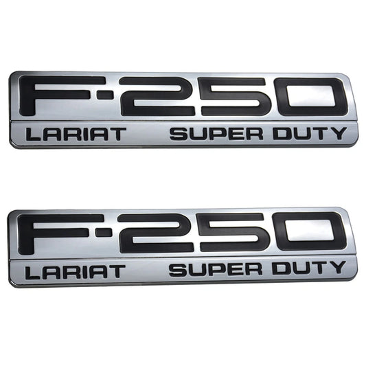 Fit for F250 Lariat 2005-2007 Super Duty Emblem 3D Badge CHROME BLACK 2pc