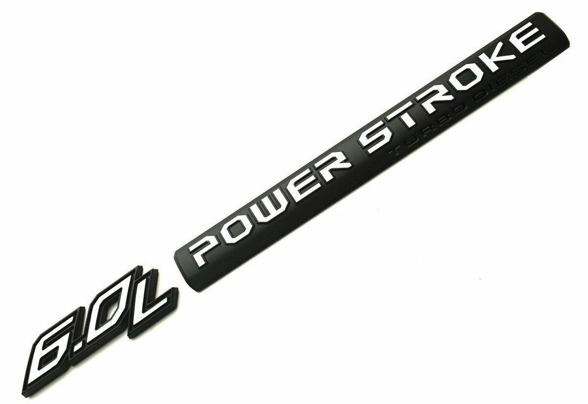 4Pc Black White Door 6.0L Turbo Diesel Emblem FIT F-Trucks Powerstroke Kit