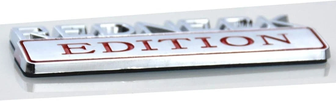 2 PACK REDNECK EDITION EXTERIOR EMBLEM CAR TRUCK BOAT DECAL (Chrome/Red)