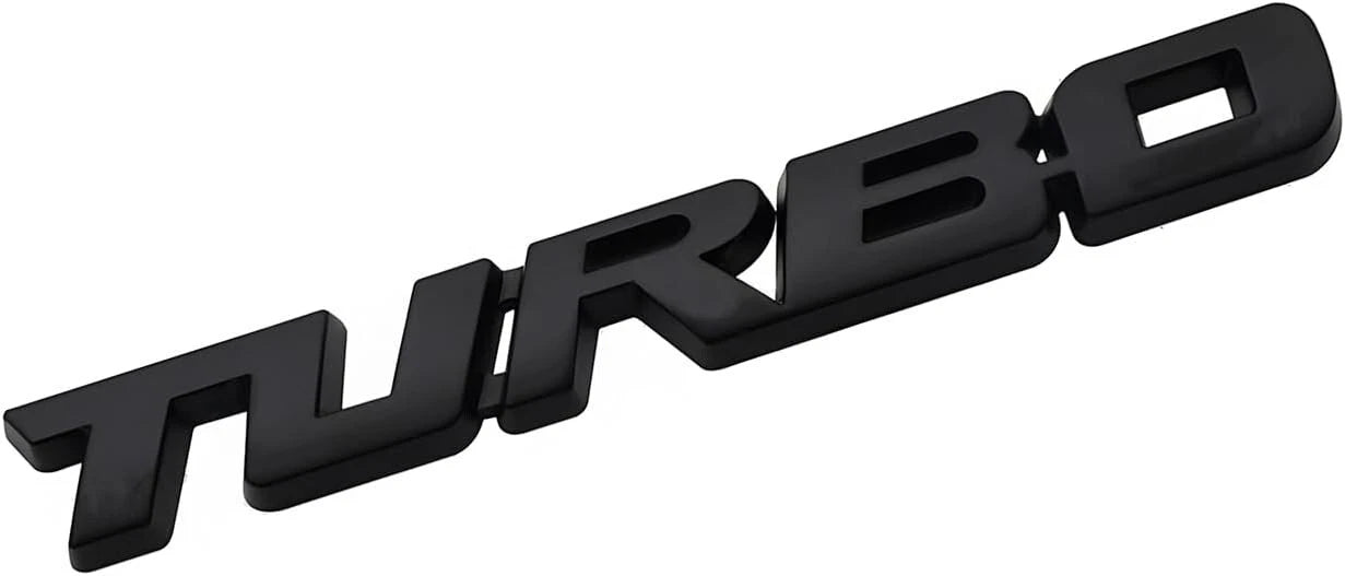 2Pcs Metal Turbo Front Hood Side Body 3D Emblem Badge for Universal Cars (Black)