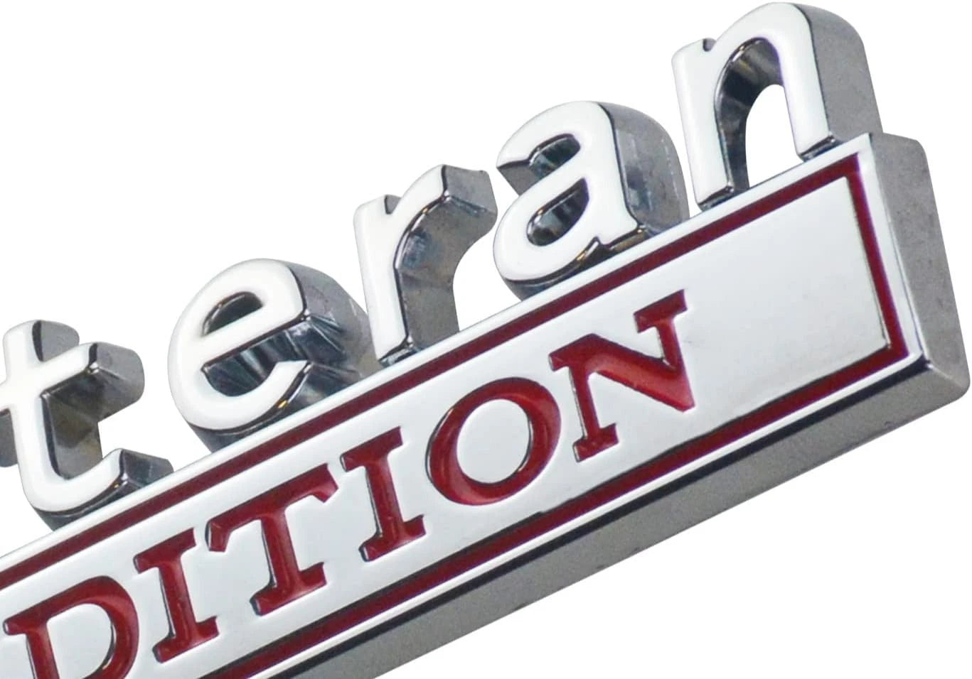 2PCS Veteran Edition Car Decal Emblem 3D Letters Badge Truck Adhesive Silver Red