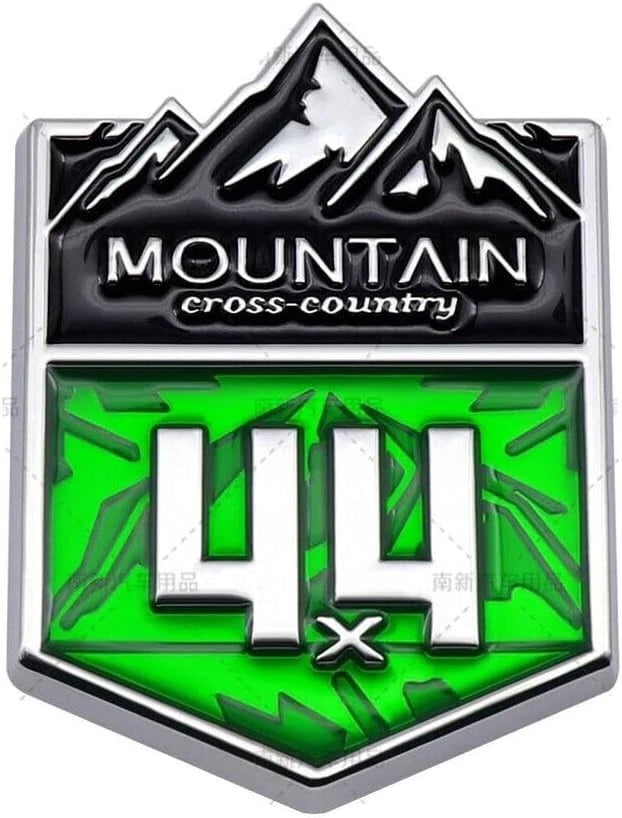1Pc 4x4 Mountain Cross Country Emblem for Off-Road Vehicle (Silver Green)