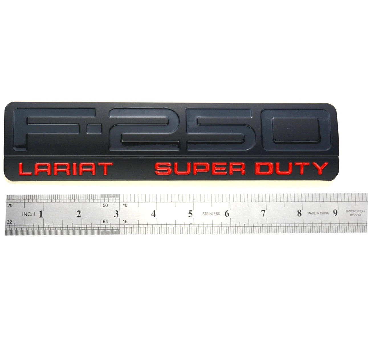 Fit for F250 Lariat 2005-2007 Super-Duty Emblems 3D Badges BLACK Red 2Pc