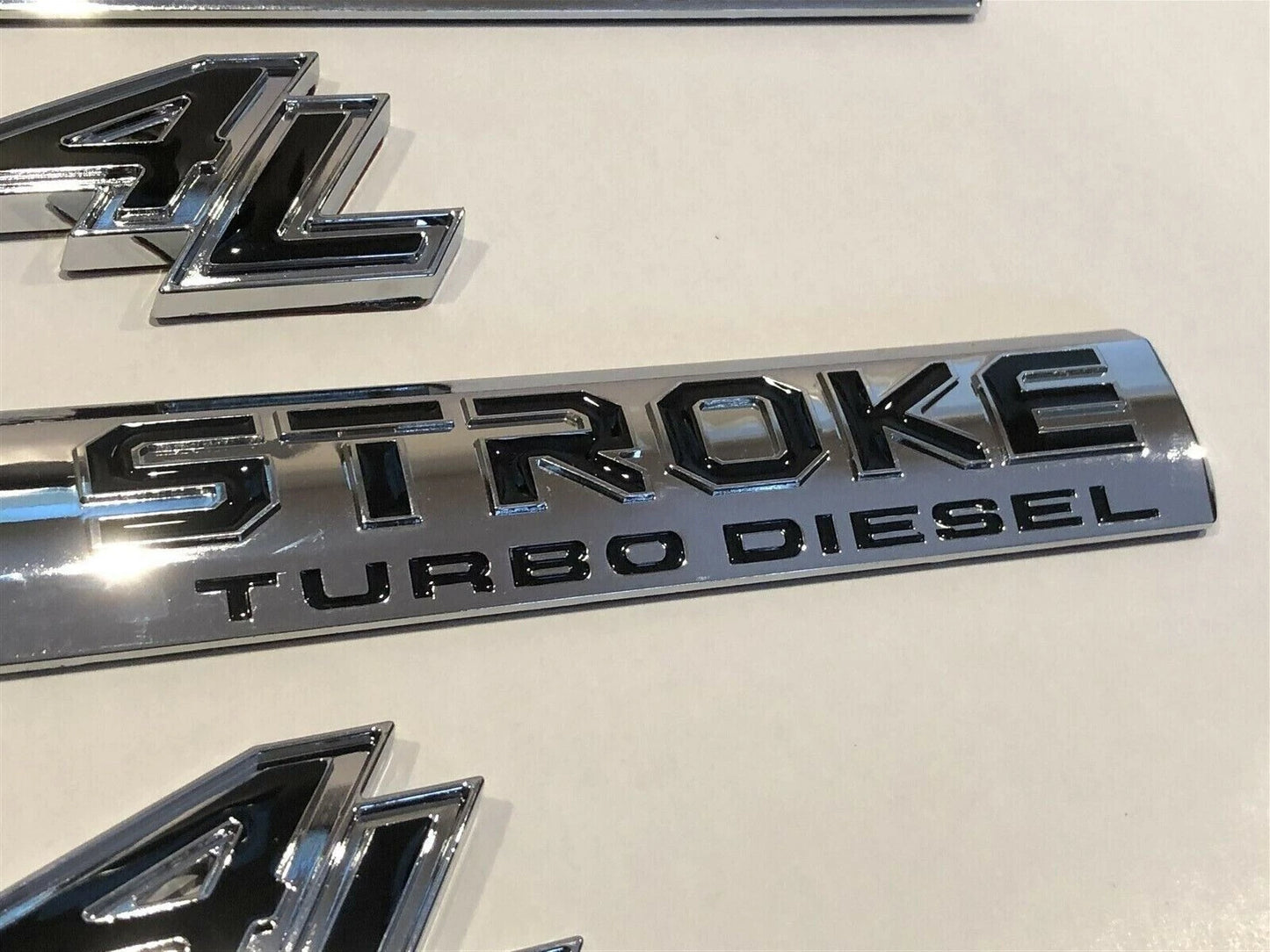 4Pc Chrome Black Door 6.4L Turbo Diesel Emblem FIT F-Trucks Powerstroke Kit