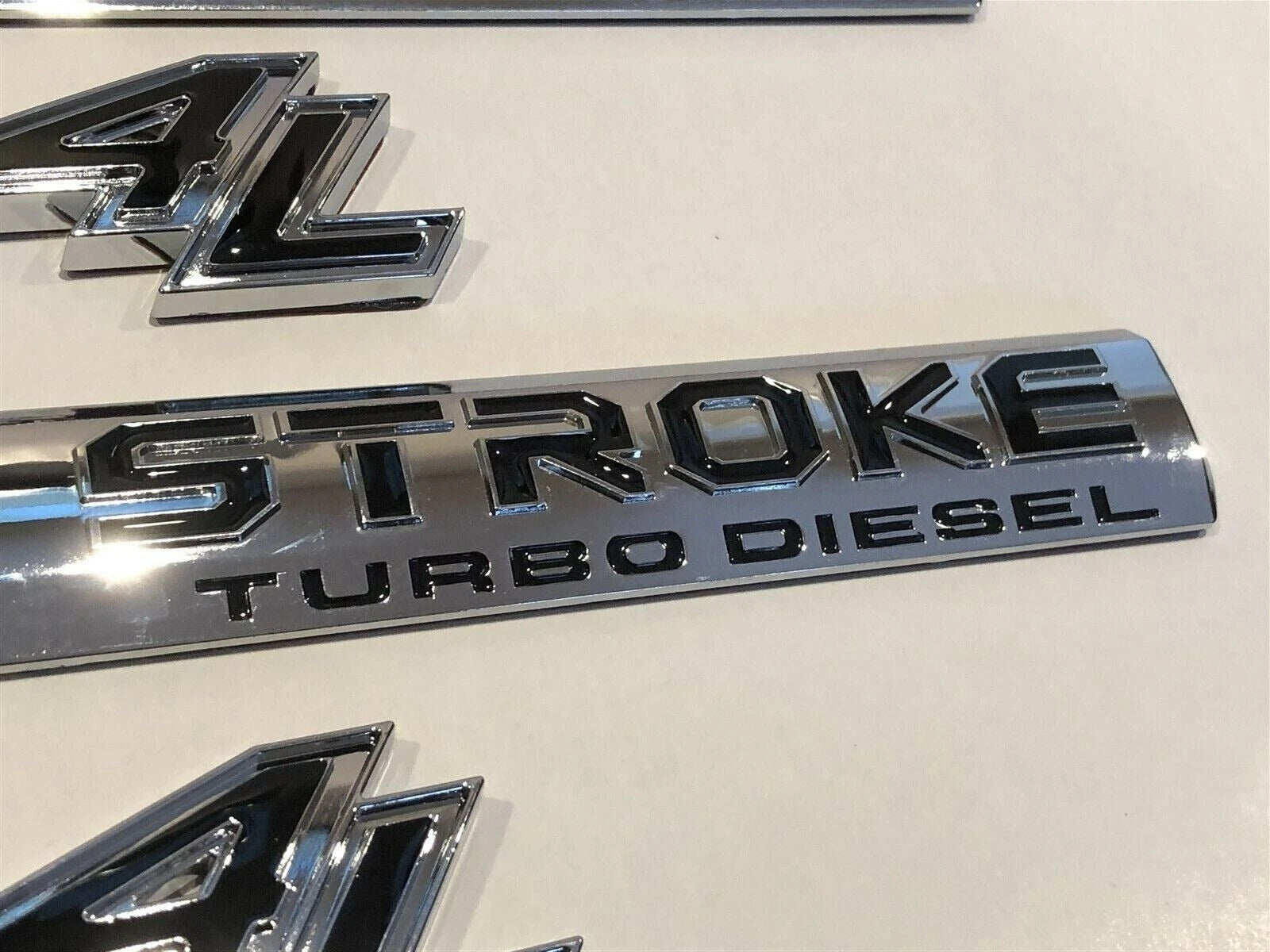 4Pc Chrome Black Door 6.4L Turbo Diesel Emblem FIT F-Trucks Powerstroke Kit