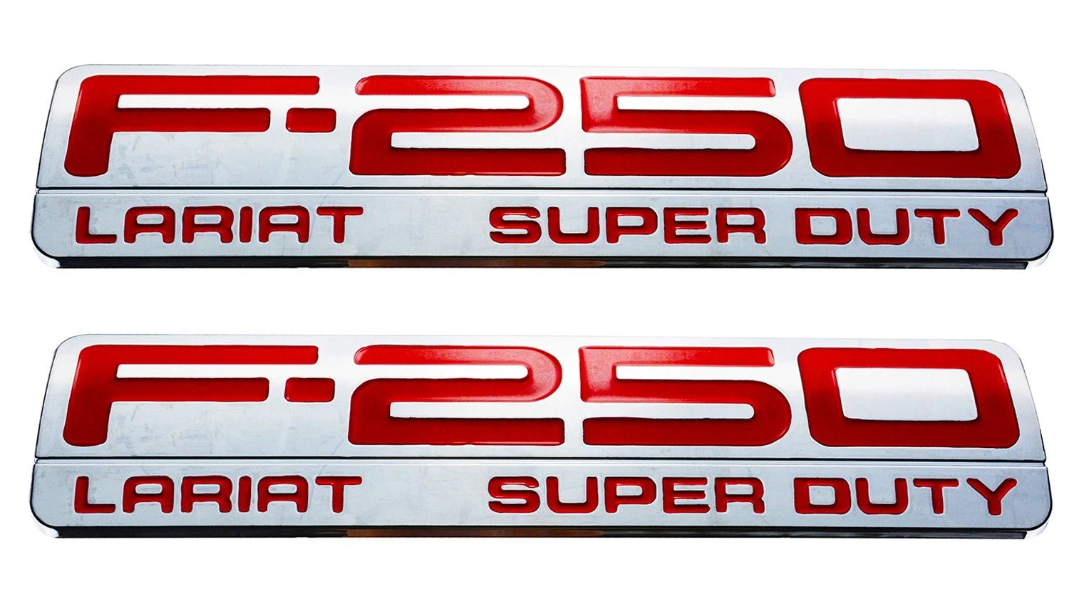 Fit for F250 Lariat 2005-2007 Super Duty Emblem 3D Badge RED CHROME 2pc